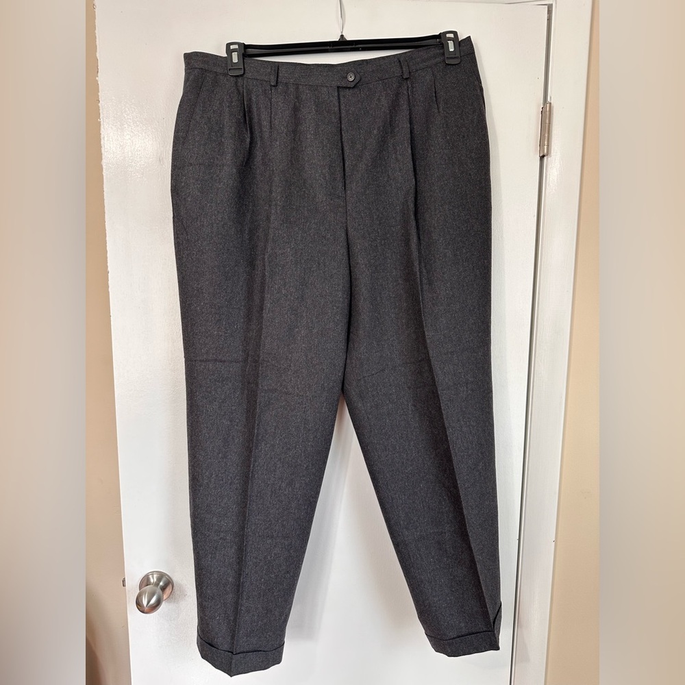 Vintage Lauren Ralph Lauren Charcoal Gray Dress Career Lined Wool Pants Sz 20W